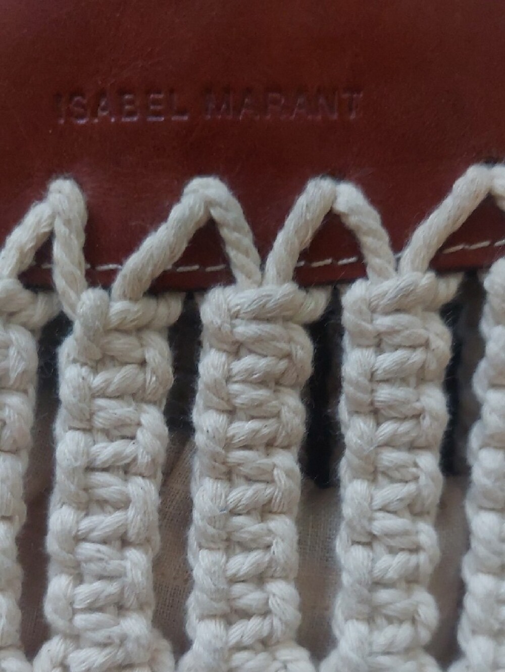 Isabel MARANT Boho Macramé Fringe Shoulder Bag in Cream and Brown - Picture 2 of 14